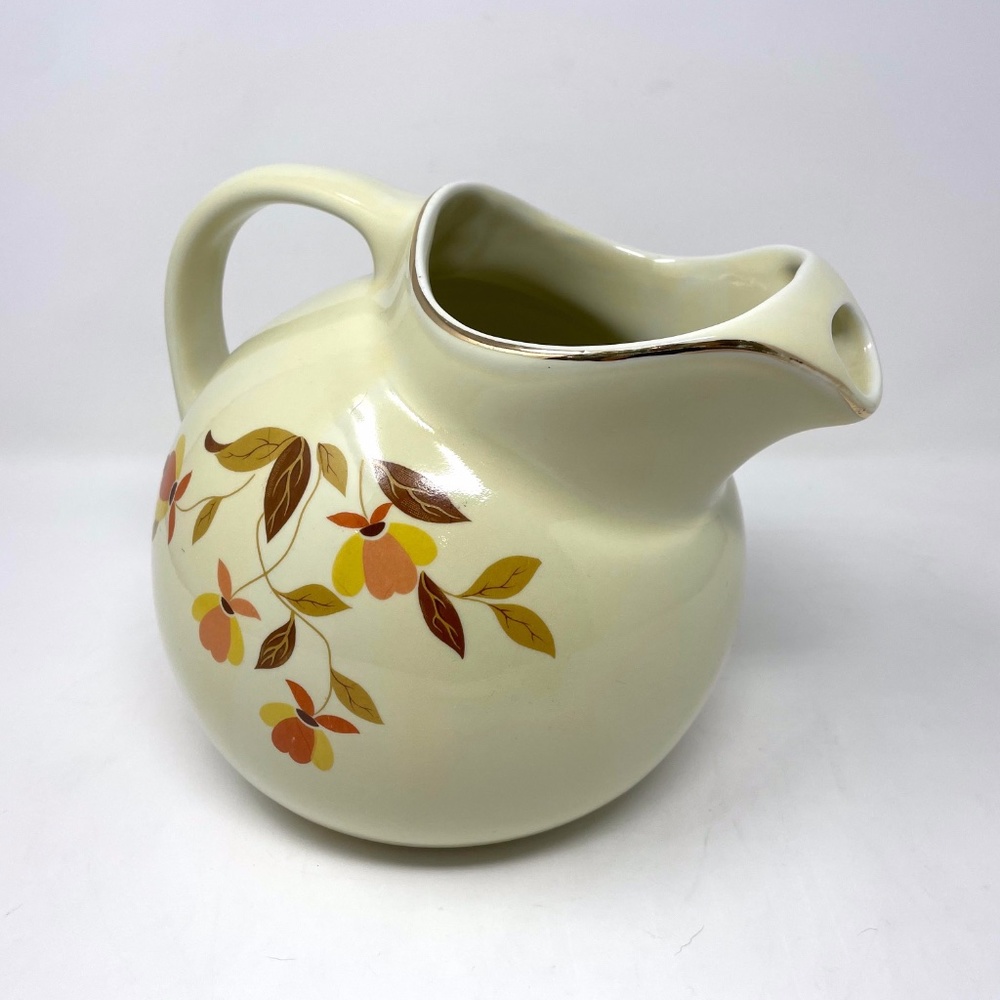 Vintage Hall's Superior Autumn Leaves Ball Round Tilted Pitcher Circa 1950's